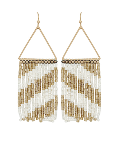 White & Gold Bead Fringe