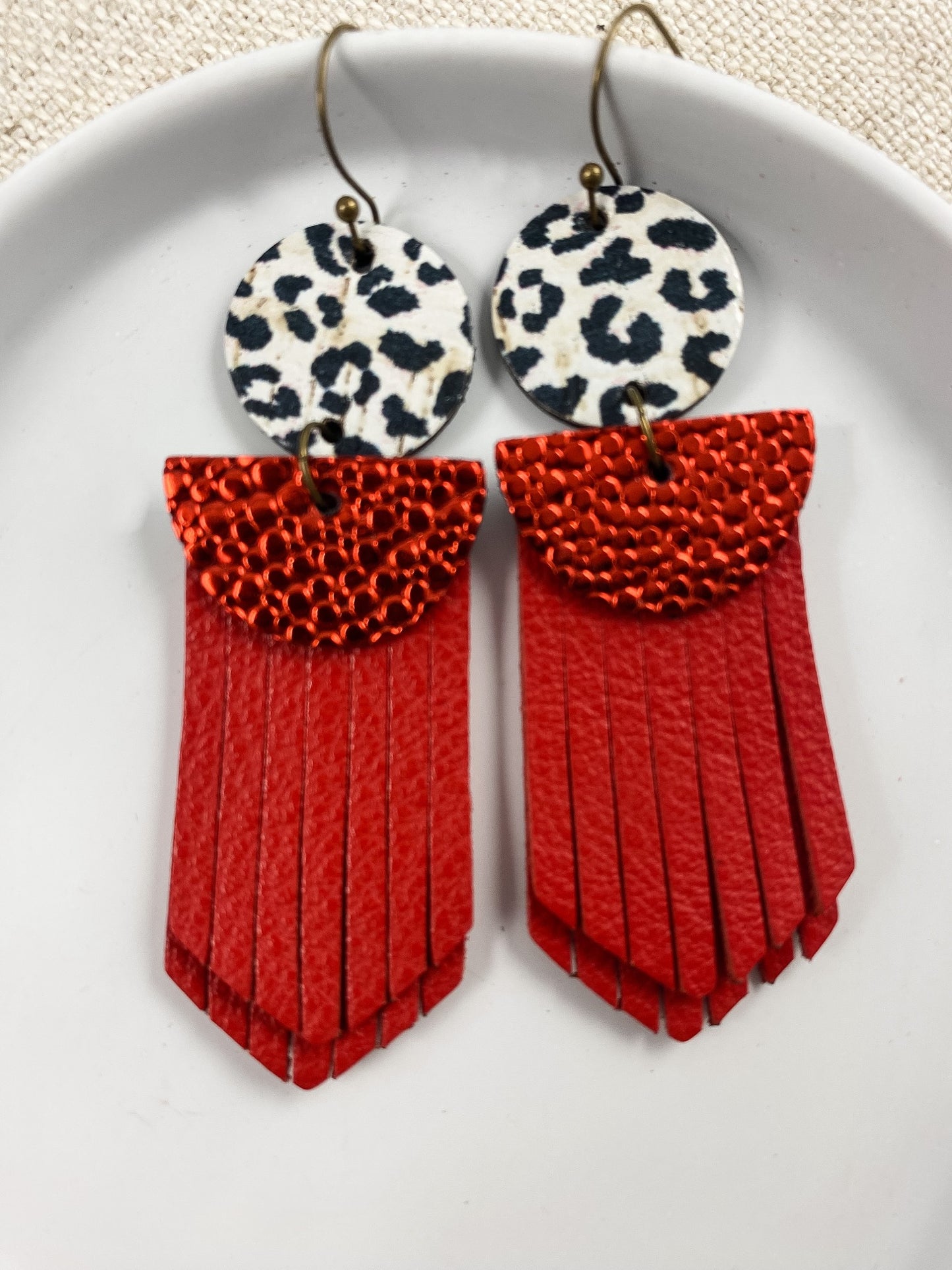 Red & Snow Leopard Fringe